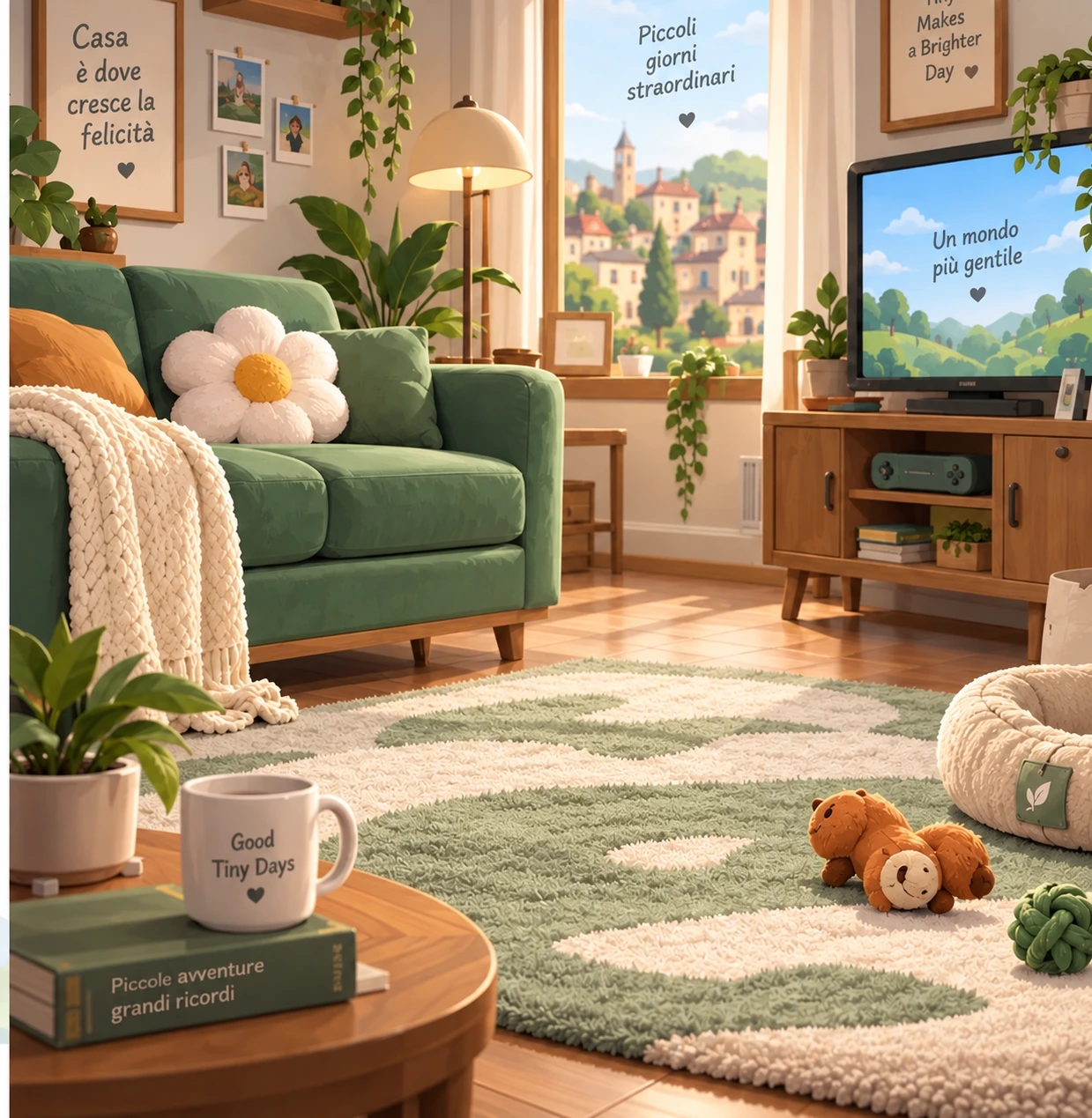 Salotto cozy di TinyPal, senza personaggio incorporato nello sfondo